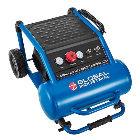 Global Industrial Portable Direct Drive Air Compressor, 2.0 HP, 5 Gal, 5.0 CFM, Oil-Free 133753
